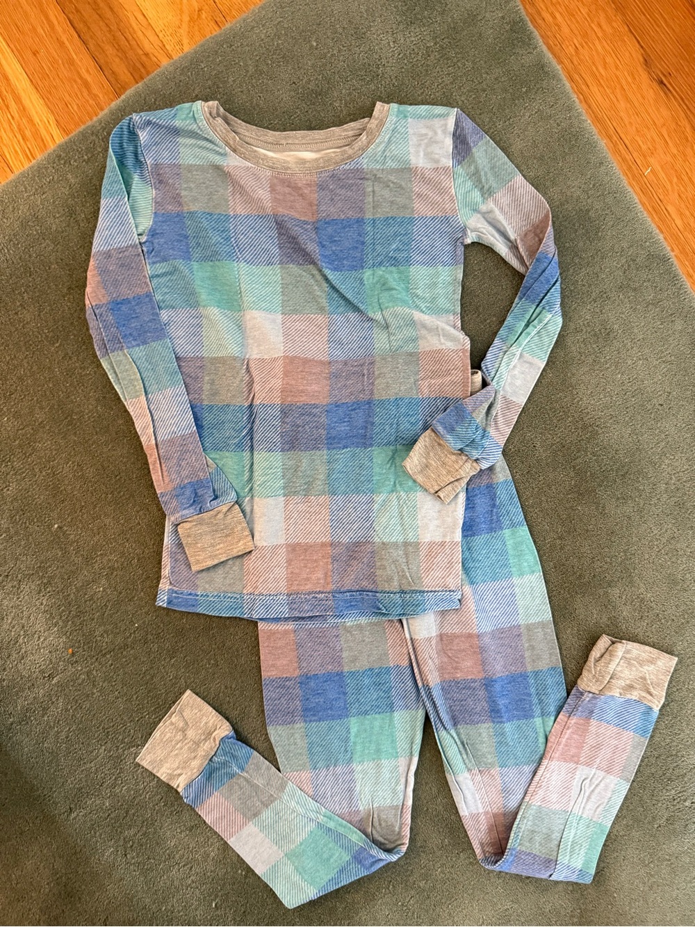 Little Sleepies Blue and Gray Plaid Pajama Set